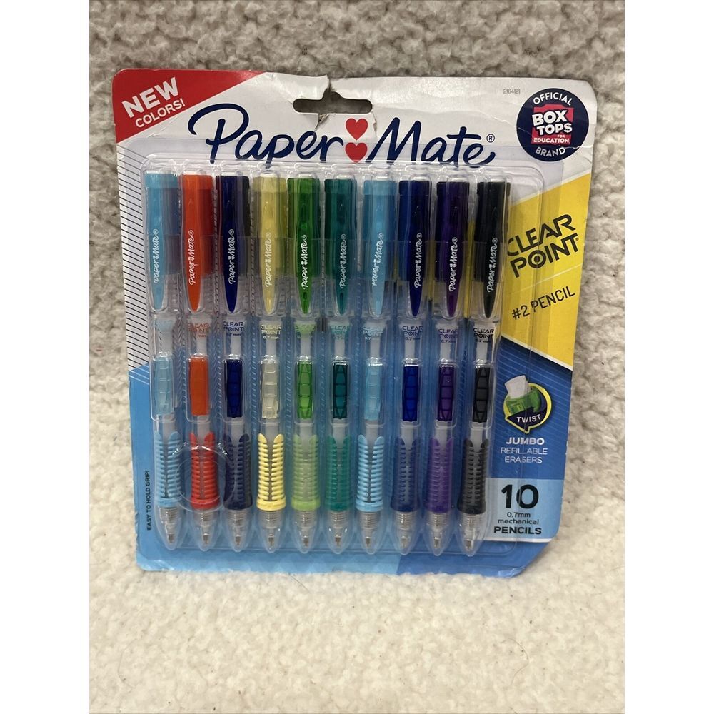 Paper Mate Clearpoint Pencils, HB #2 Lead (0.7mm), Assorted Barrel Colors, 10 Ct